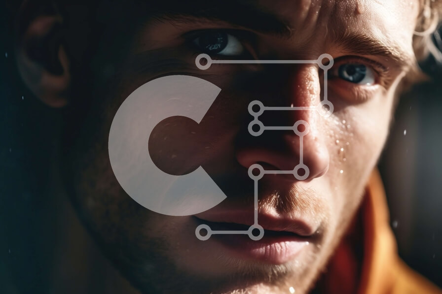 Intra Συλλεκτικό Ξύλινο Παζλ Plywood  4mm - Σοβαρός νεαρός άνδρας με κίτρινο κουκούλα που κοιτάζει κάτω Σε Ξύλινο Κουτί - Διαστάσεις Puzzle: 10x10 cm – 25 κομμάτια