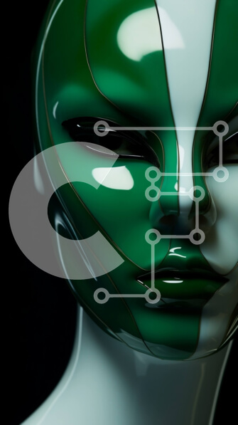 Intra Συλλεκτικό Ξύλινο Παζλ Plywood  4mm - Κοντινό πλάνο γυναίκας που φορά πράσινη και λευκή μάσκα Σε Ξύλινο Κουτί - Διαστάσεις Puzzle: 10x10 cm – 25 κομμάτια