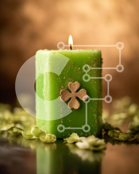 Intra Συλλεκτικό Ξύλινο Παζλ Plywood  4mm - Κερί του Αγίου Πατρικίου με τριφύλλια Σε Ξύλινο Κουτί - Διαστάσεις: 10x10 cm – 25 κομμάτια