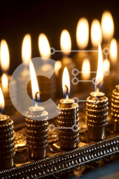 Intra Συλλεκτικό Ξύλινο Παζλ Plywood  4mm - Όμορφη κινηματογράφηση σε πρώτο πλάνο από αναμμένα κεριά Menorah Σε Ξύλινο Κουτί - Διαστάσεις Puzzle: 10x10 cm – 25 κομμάτια