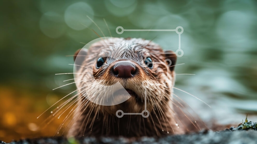 Σετ των 2 Intra Συλλεκτικό Ξύλινο Παζλ Plywood  4mm - Αξιολάτρευτη βίδρα που κρυφοκοιτάζει από πίσω από το βράχο στο νερό Σε Ξύλινο Κουτί - Διαστάσεις: 10x10 cm – 25 κομμάτια