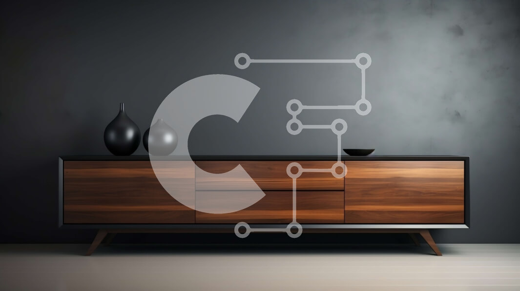 Intra Συλλεκτικό Ξύλινο Παζλ Plywood  4mm - Μοντέρνος μπουφές από ξύλο και μέταλλο με μαύρα βάζα Σε Ξύλινο Κουτί - Διαστάσεις Puzzle: 10x10 cm – 25 κομμάτια