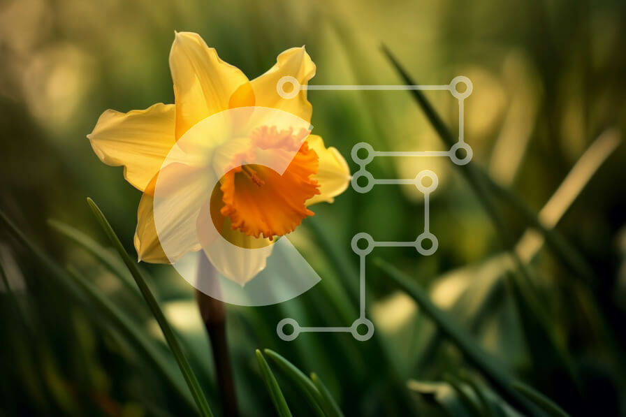 Intra Συλλεκτικό Ξύλινο Παζλ Plywood  4mm - Ειρηνική και γαλήνια εικόνα ενός κίτρινου λουλουδιού ασφόδελου σε ένα πράσινο χωράφι Σε Ξύλινο Κουτί - Διαστάσεις: 10x10 cm – 25 κομμάτια