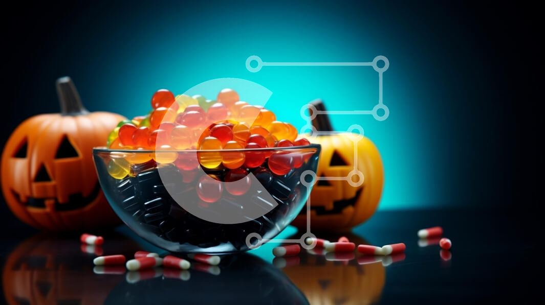 Σετ των 2 Intra Συλλεκτικό Ξύλινο Παζλ Plywood  4mm - Ποικιλία Gummy καραμέλες σε γυάλινο μπολ Σε Ξύλινο Κουτί - Διαστάσεις: 10x10 cm – 25 κομμάτια