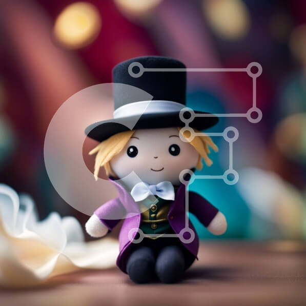 Intra Συλλεκτικό Ξύλινο Παζλ Plywood  4mm - Μοναδικό ειδώλιο άντρα με μωβ καπέλο και μαύρο παπιγιόν Σε Ξύλινο Κουτί - Διαστάσεις: 10x10 cm – 25 κομμάτια