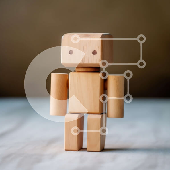 Intra Συλλεκτικό Ξύλινο Παζλ Plywood  4mm - Χαριτωμένο ξύλινο ρομπότ παιχνιδιών με στρογγυλό σώμα και τέσσερα πόδια Σε Ξύλινο Κουτί - Διαστάσεις: 10x10 cm – 25 κομμάτια