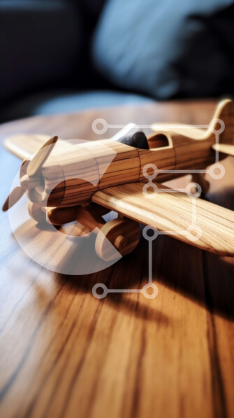 Intra Συλλεκτικό Ξύλινο Παζλ Plywood  4mm - Ξύλινο μοντέλο αεροπλάνου σε ξύλινο τραπέζι Σε Ξύλινο Κουτί - Διαστάσεις: 10x10 cm – 25 κομμάτια