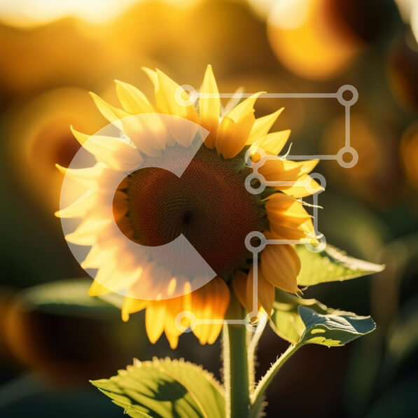 Intra Συλλεκτικό Ξύλινο Παζλ Plywood  4mm - Όμορφη εικόνα ενός ηλίανθου σε ένα χωράφι στο ηλιοβασίλεμα Σε Ξύλινο Κουτί - Διαστάσεις: 10x10 cm – 25 κομμάτια