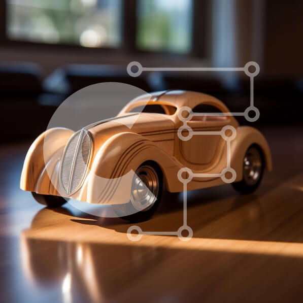 Intra Συλλεκτικό Ξύλινο Παζλ Plywood  4mm - Ξύλινο αυτοκίνητο παιχνιδιών σε ξύλινο πάτωμα Σε Ξύλινο Κουτί - Διαστάσεις: 10x10 cm – 25 κομμάτια