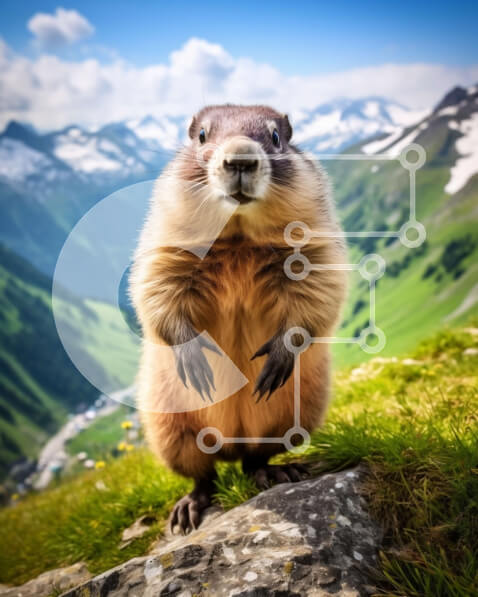 Σετ των 2 Intra Συλλεκτικό Ξύλινο Παζλ Plywood  4mm - Εκπληκτική εικόνα ενός Groundhog στο φυσικό του περιβάλλον Σε Ξύλινο Κουτί - Διαστάσεις: 10x10 cm – 25 κομμάτια