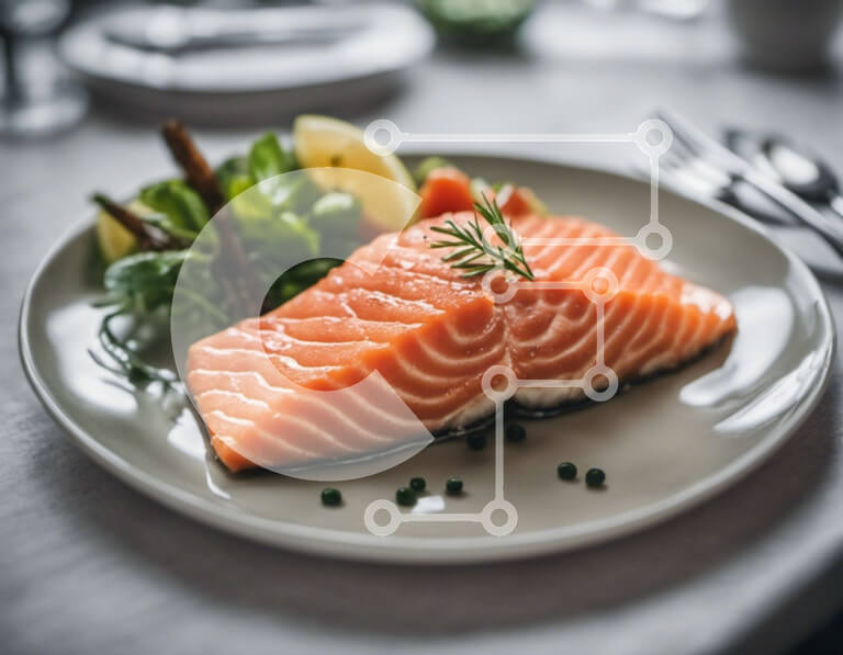 Σετ των 2 Intra Συλλεκτικό Ξύλινο Παζλ Plywood  4mm - Νόστιμο πιάτο με σολομό και λαχανικά Σε Ξύλινο Κουτί - Διαστάσεις: 10x10 cm – 25 κομμάτια