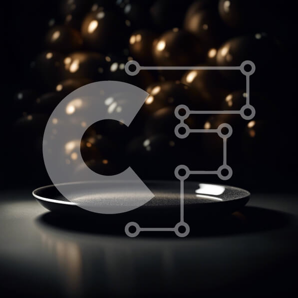 Intra Συλλεκτικό Ξύλινο Παζλ Plywood  4mm - Κομψό μαύρο πιάτο με χρυσά μπιχλιμπίδια σε σκούρο τραπέζι Σε Ξύλινο Κουτί - Διαστάσεις Puzzle: 10x10 cm – 25 κομμάτια