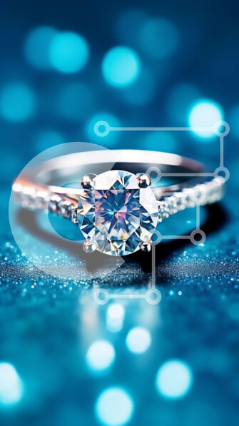 Intra Συλλεκτικό Ξύλινο Παζλ Plywood  4mm - Όμορφο διαμαντένιο δαχτυλίδι αρραβώνων σε μπλε φόντο Σε Ξύλινο Κουτί - Διαστάσεις Puzzle: 10x10 cm – 25 κομμάτια