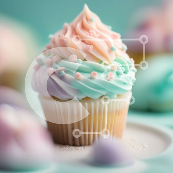 Σετ των 2 Intra Συλλεκτικό Ξύλινο Παζλ Plywood  4mm - Κοντινό πλάνο του πολύχρωμου cupcake σε ένα άσπρο πιάτο Σε Ξύλινο Κουτί - Διαστάσεις: 10x10 cm – 25 κομμάτια