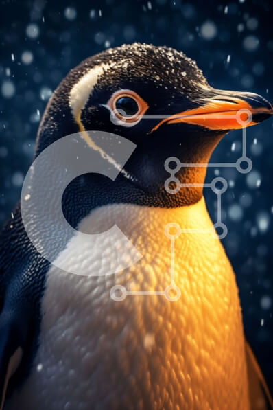 Σετ των 2 Intra Συλλεκτικό Ξύλινο Παζλ Plywood  4mm - Καταπληκτικό κοντινό πλάνο ενός πιγκουίνου με το ράμφος του ανοιχτό στον πάγο Σε Ξύλινο Κουτί - Διαστάσεις: 10x10 cm – 25 κομμάτια