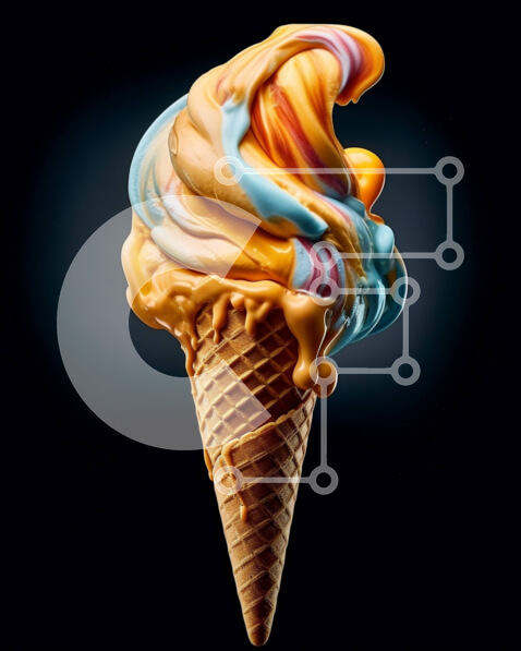 Σετ των 2 Intra Συλλεκτικό Ξύλινο Παζλ Plywood  4mm - Πολύχρωμο και νόστιμο χωνάκι παγωτού στροβιλισμού σε μαύρο φόντο Σε Ξύλινο Κουτί - Διαστάσεις: 10x10 cm – 25 κομμάτια