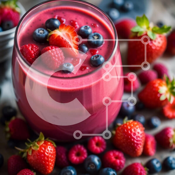 Σετ των 2 Intra Συλλεκτικό Ξύλινο Παζλ Plywood  4mm - Νόστιμο και δροσιστικό ροζ smoothie με φρέσκα μούρα Σε Ξύλινο Κουτί - Διαστάσεις: 10x10 cm – 25 κομμάτια