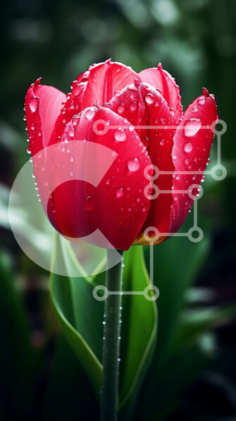 Σετ των 2 Intra Συλλεκτικό Ξύλινο Παζλ Plywood  4mm - Εκπληκτική εικόνα μιας κόκκινης τουλίπας με σταγονίδια νερού Σε Ξύλινο Κουτί - Διαστάσεις: 10x10 cm – 25 κομμάτια