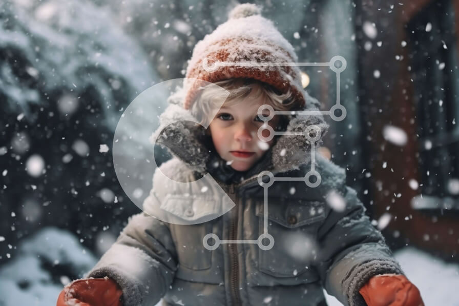 Intra Συλλεκτικό Ξύλινο Παζλ Plywood  4mm - Νεαρό αγόρι στη Χιονισμένη Χώρα των Θαυμάτων Σε Ξύλινο Κουτί - Διαστάσεις Puzzle: 10x10 cm – 25 κομμάτια