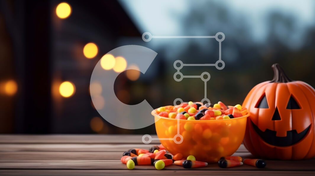 Intra Συλλεκτικό Ξύλινο Παζλ Plywood  4mm - Μπολ με ζαχαρωτά καλαμποκιού με θέμα το Halloween με κολοκύθα και γάτα Σε Ξύλινο Κουτί - Διαστάσεις Puzzle: 10x10 cm – 25 κομμάτια