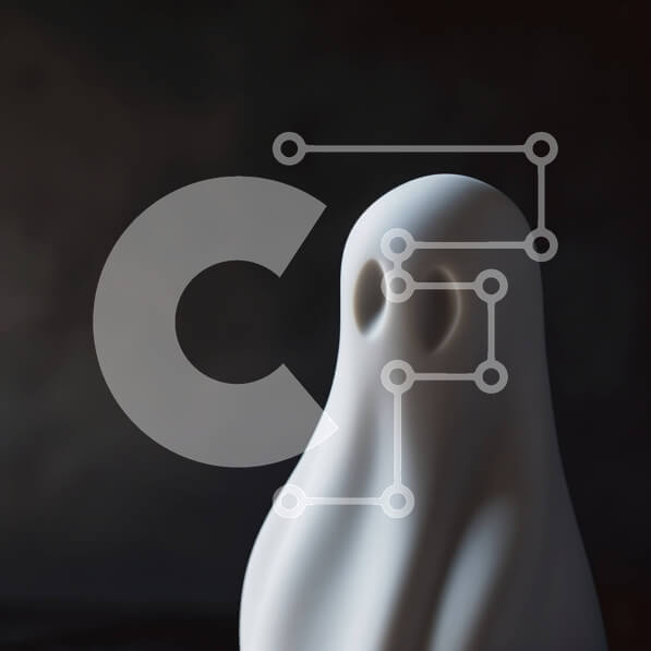 Intra Συλλεκτικό Ξύλινο Παζλ Plywood  4mm - Ειδώλιο σε σχήμα φαντάσματος σε μαύρο φόντο Σε Ξύλινο Κουτί - Διαστάσεις Puzzle: 10x10 cm – 25 κομμάτια