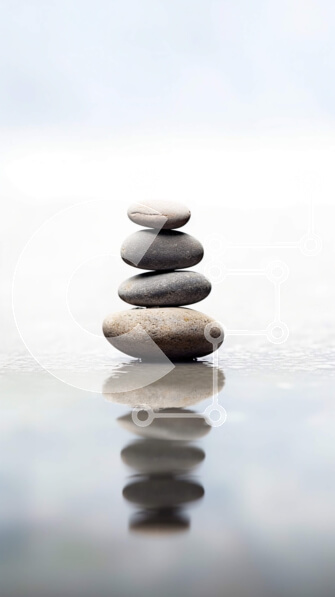 Intra Συλλεκτικό Ξύλινο Παζλ Plywood  4mm - Όμορφη πυραμίδα στοίβας βράχων με αντανάκλαση του νερού Σε Ξύλινο Κουτί - Διαστάσεις Puzzle: 10x10 cm – 25 κομμάτια