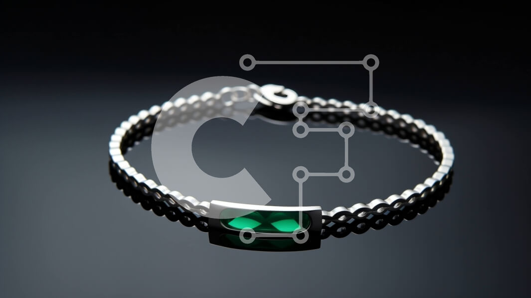 Intra Συλλεκτικό Ξύλινο Παζλ Plywood  4mm - Πράσινο βραχιόλι ματιών σε μαύρο φόντο Σε Ξύλινο Κουτί - Διαστάσεις Puzzle: 10x10 cm – 25 κομμάτια