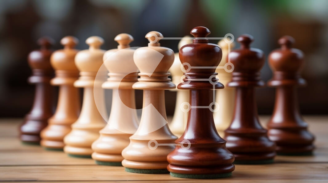 Intra Συλλεκτικό Ξύλινο Παζλ Plywood  4mm - Κομμάτια σκακιού σε ξύλινο τραπέζι Σε Ξύλινο Κουτί - Διαστάσεις Puzzle: 10x10 cm – 25 κομμάτια