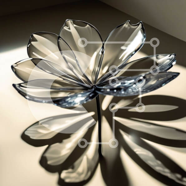 Intra Συλλεκτικό Ξύλινο Παζλ Plywood  4mm - Λεπτό γυάλινο βάζο με λουλούδια Lotus σε λευκή επιφάνεια Σε Ξύλινο Κουτί - Διαστάσεις: 10x10 cm – 25 κομμάτια