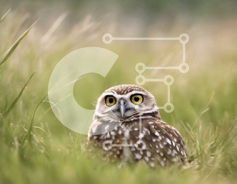 Σετ των 2 Intra Συλλεκτικό Ξύλινο Παζλ Plywood  4mm - Περίεργη κουκουβάγια σε ένα χωράφι με ψηλό γρασίδι Σε Ξύλινο Κουτί - Διαστάσεις: 10x10 cm – 25 κομμάτια