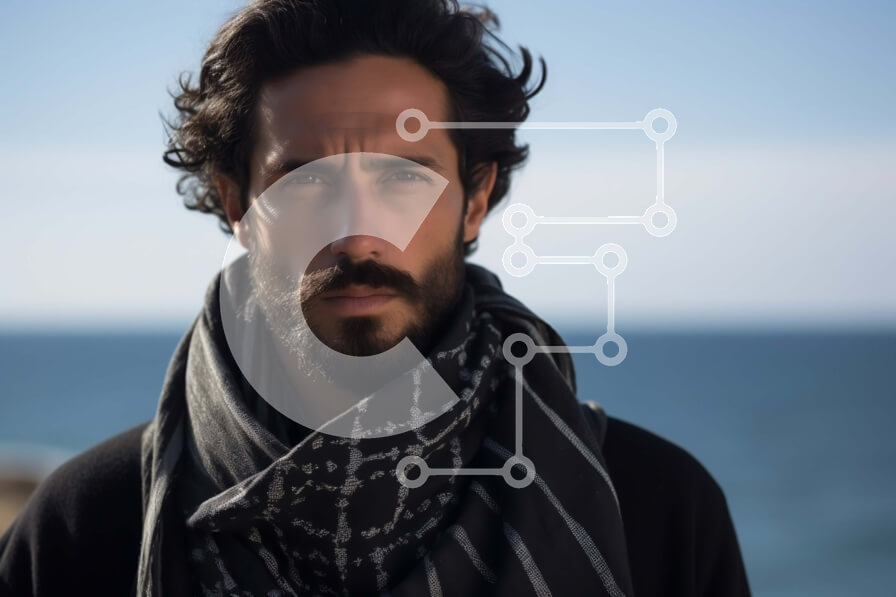 Intra Συλλεκτικό Ξύλινο Παζλ Plywood  4mm - Γαλήνια εικόνα ενός άνδρα που στέκεται δίπλα στον ωκεανό Σε Ξύλινο Κουτί - Διαστάσεις: 10x10 cm – 25 κομμάτια