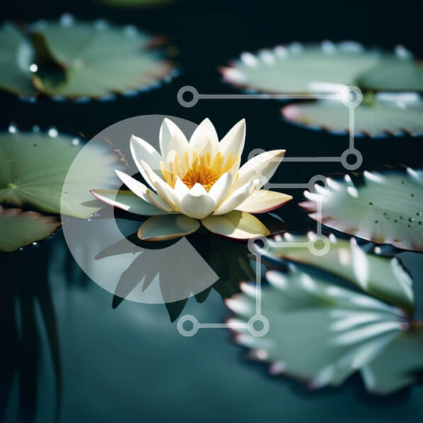 Intra Συλλεκτικό Ξύλινο Παζλ Plywood  4mm - Όμορφη εικόνα ενός λουλουδιού λευκού νούφαρου σε μια ειρηνική λίμνη Σε Ξύλινο Κουτί - Διαστάσεις: 10x10 cm – 25 κομμάτια