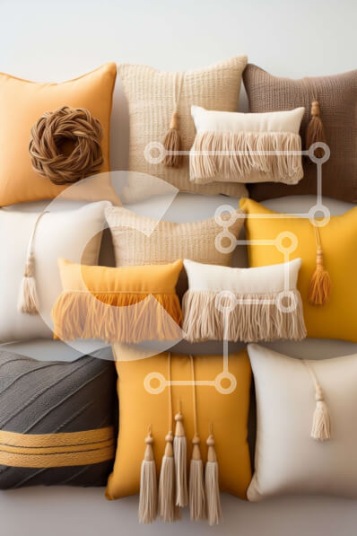 Intra Συλλεκτικό Ξύλινο Παζλ Plywood  4mm - Ζεστή και φιλόξενη διακόσμηση με κίτρινα και μπεζ διακοσμητικά μαξιλάρια Σε Ξύλινο Κουτί - Διαστάσεις Puzzle: 10x10 cm – 25 κομμάτια