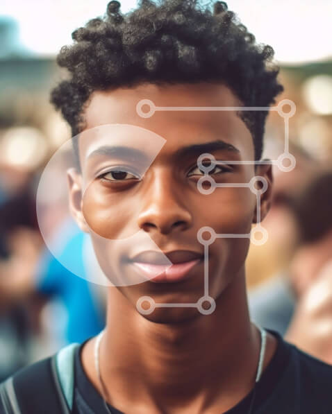 Intra Συλλεκτικό Ξύλινο Παζλ Plywood  4mm - Σοβαρός μαύρος με μαύρο πουκάμισο που στέκεται μπροστά από το πλήθος - Φωτογραφία Αρχείου Σε Ξύλινο Κουτί - Διαστάσεις Puzzle: 10x10 cm – 25 κομμάτια