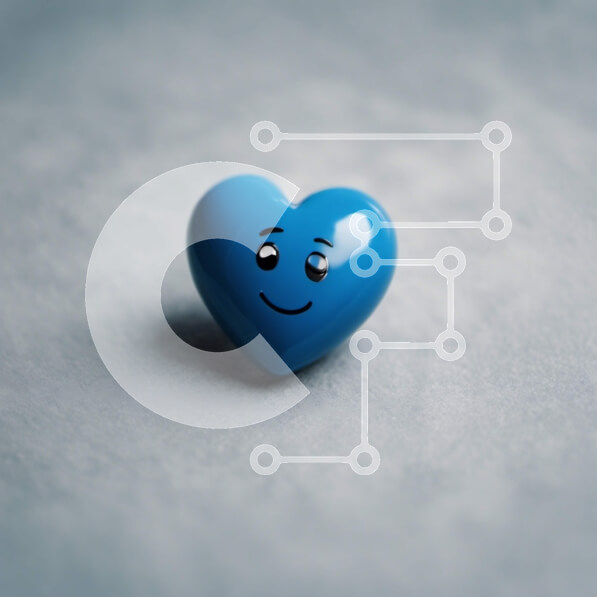 Intra Συλλεκτικό Ξύλινο Παζλ Plywood  4mm - Μπλε καρδιά με χαμογελαστό πρόσωπο - εικόνα φόντου Σε Ξύλινο Κουτί - Διαστάσεις Puzzle: 10x10 cm – 25 κομμάτια