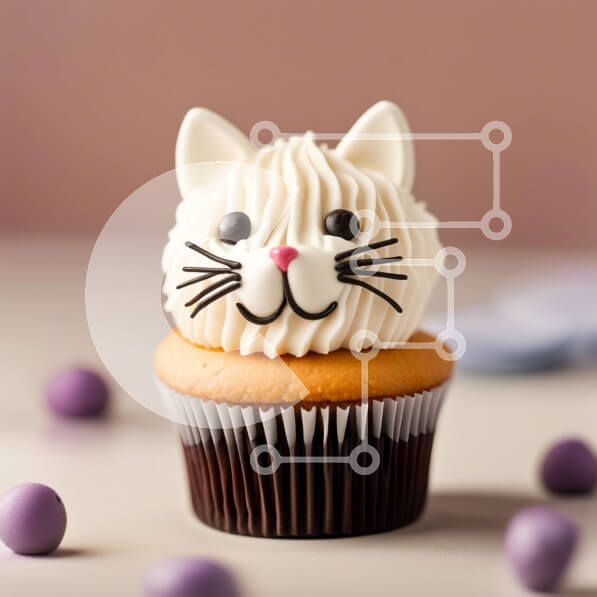 Intra Συλλεκτικό Ξύλινο Παζλ Plywood  4mm - Αξιολάτρευτη εικόνα μιας λευκής γάτας σε ένα cupcake Σε Ξύλινο Κουτί - Διαστάσεις: 10x10 cm – 25 κομμάτια