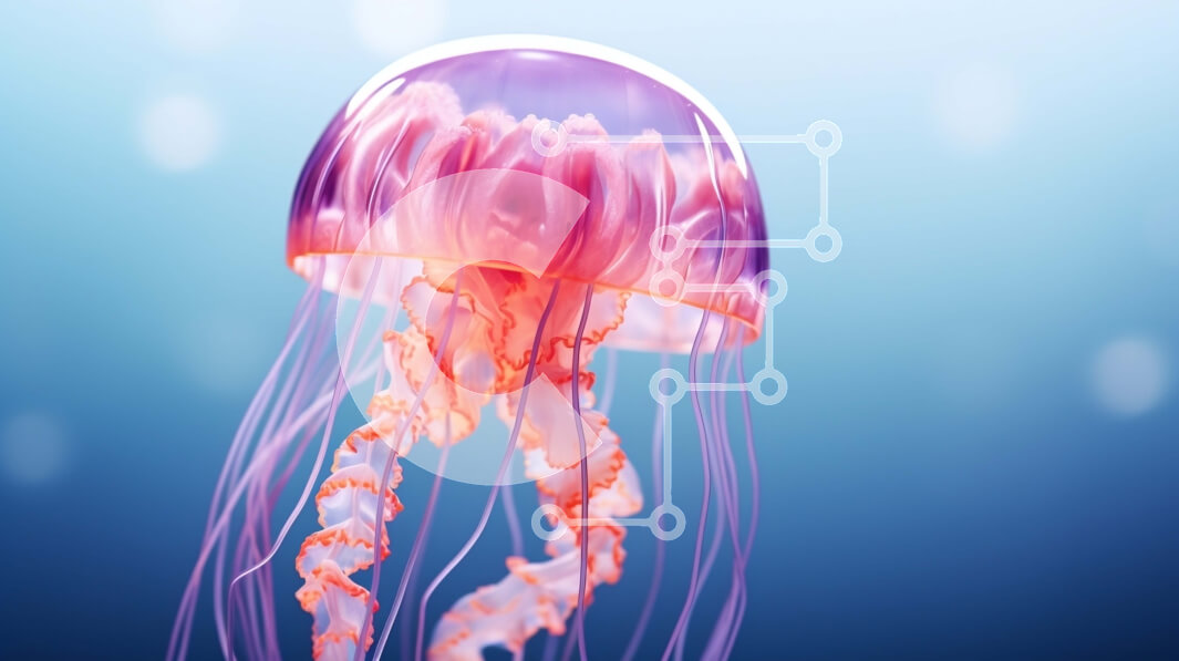 Intra Συλλεκτικό Ξύλινο Παζλ Plywood  4mm - Ροζ μέδουσες που επιπλέουν στον ωκεανό Σε Ξύλινο Κουτί - Διαστάσεις: 10x10 cm – 25 κομμάτια