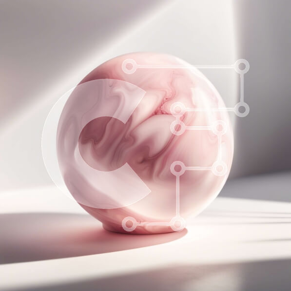 Intra Συλλεκτικό Ξύλινο Παζλ Plywood  4mm - Αφηρημένη εικόνα της ροζ μαρμάρινης μπάλας σε λευκή επιφάνεια Σε Ξύλινο Κουτί - Διαστάσεις Puzzle: 10x10 cm – 25 κομμάτια