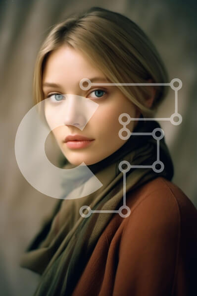 Intra Συλλεκτικό Ξύλινο Παζλ Plywood  4mm - Όμορφη ξανθιά γυναίκα που φορά καφέ κασκόλ και πουλόβερ Σε Ξύλινο Κουτί - Διαστάσεις Puzzle: 10x10 cm – 25 κομμάτια