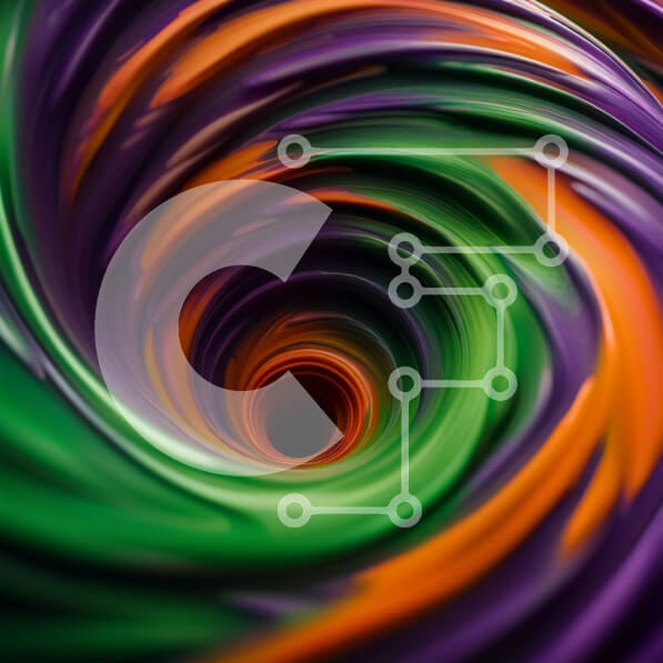 Intra Συλλεκτικό Ξύλινο Παζλ Plywood  4mm - Σαγηνευτικό πολύχρωμο σπειροειδές έργο τέχνης σε μωβ, πορτοκαλί και πράσινο Σε Ξύλινο Κουτί - Διαστάσεις Puzzle: 10x10 cm – 25 κομμάτια