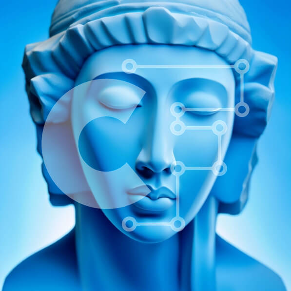 Intra Συλλεκτικό Ξύλινο Παζλ Plywood  4mm - Όμορφο μπλε άγαλμα μιας γυναίκας με κλειστά μάτια και στέμμα Σε Ξύλινο Κουτί - Διαστάσεις Puzzle: 10x10 cm – 25 κομμάτια