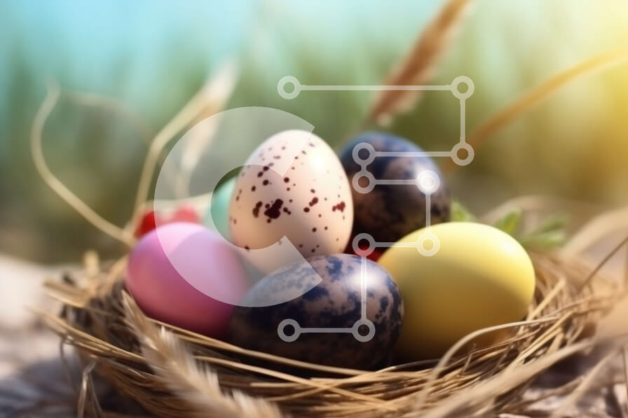 Intra Συλλεκτικό Ξύλινο Παζλ Plywood  4mm - Πασχαλινά αυγά σε μια φωλιά στην άμμο στο ηλιοβασίλεμα Σε Ξύλινο Κουτί - Διαστάσεις: 10x10 cm – 25 κομμάτια