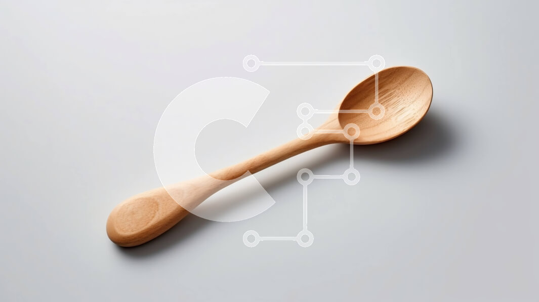 Σετ των 2 Intra Συλλεκτικό Ξύλινο Παζλ Plywood  4mm - Υψηλής ποιότητας εικόνα ενός ξύλινου κουταλιού σε μια λευκή επιφάνεια Σε Ξύλινο Κουτί - Διαστάσεις: 10x10 cm – 25 κομμάτια