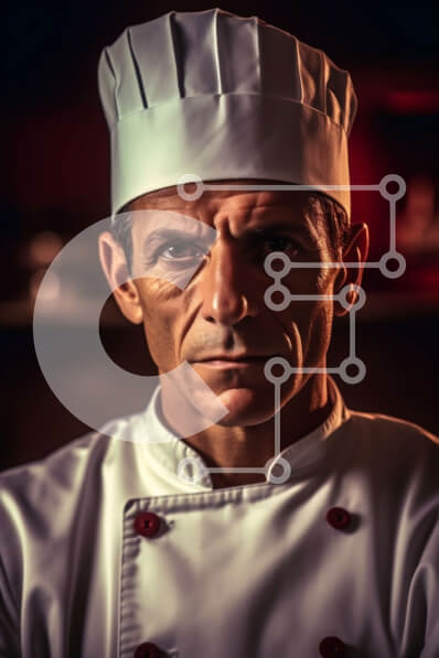 Σετ των 2 Intra Συλλεκτικό Ξύλινο Παζλ Plywood  4mm - Έντονο πορτρέτο ενός σεφ με καπέλο και ποδιά Σε Ξύλινο Κουτί - Διαστάσεις: 10x10 cm – 25 κομμάτια