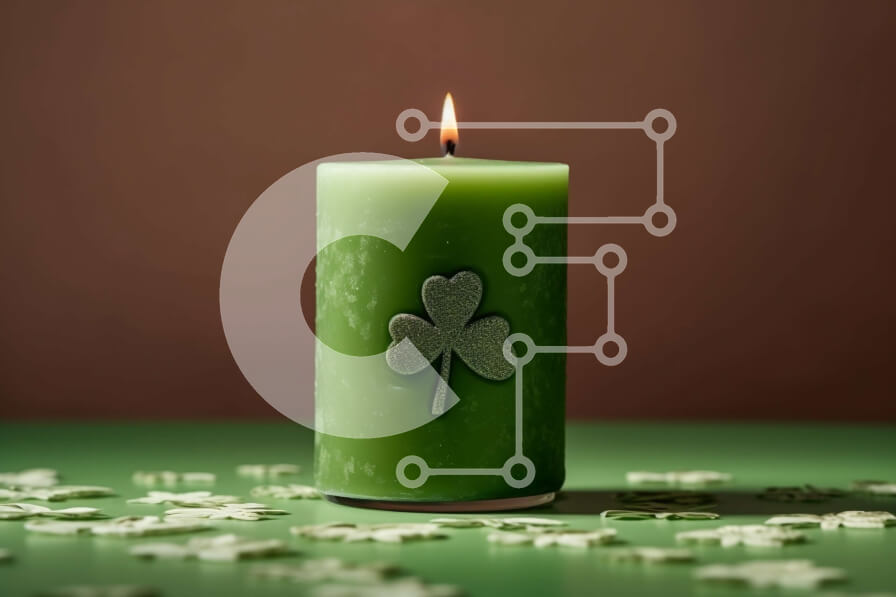 Intra Συλλεκτικό Ξύλινο Παζλ Plywood  4mm - Πράσινο κερί με τριφύλλια Σε Ξύλινο Κουτί - Διαστάσεις Puzzle: 10x10 cm – 25 κομμάτια