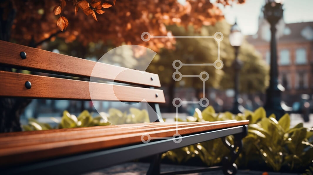 Intra Συλλεκτικό Ξύλινο Παζλ Plywood  4mm - Ξύλινος πάγκος σε ένα πάρκο με φθινοπωρινά δέντρα Σε Ξύλινο Κουτί - Διαστάσεις Puzzle: 10x10 cm – 25 κομμάτια