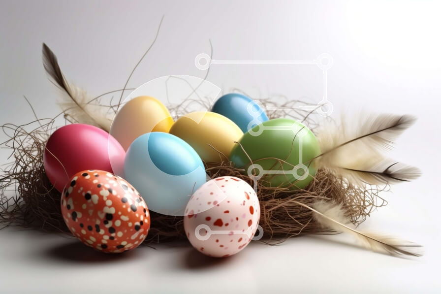 Intra Συλλεκτικό Ξύλινο Παζλ Plywood  4mm - Όμορφη εικόνα με πολύχρωμα αυγά σε μια φωλιά πουλιών Σε Ξύλινο Κουτί - Διαστάσεις: 10x10 cm – 25 κομμάτια