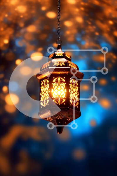 Intra Συλλεκτικό Ξύλινο Παζλ Plywood  4mm - Περίπλοκο μεταλλικό φανάρι με ζεστή λάμψη σε φόντο Bokeh Σε Ξύλινο Κουτί - Διαστάσεις Puzzle: 10x10 cm – 25 κομμάτια