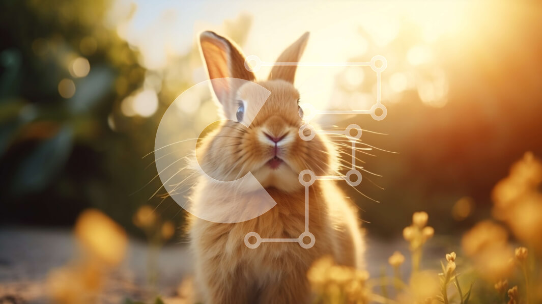 Σετ των 2 Intra Συλλεκτικό Ξύλινο Παζλ Plywood  4mm - Χαριτωμένη εικόνα ενός κουνελιού σε ένα ηλιόλουστο πεδίο Σε Ξύλινο Κουτί - Διαστάσεις: 10x10 cm – 25 κομμάτια