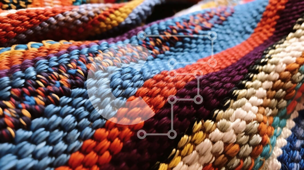 Intra Συλλεκτικό Ξύλινο Παζλ Plywood  4mm - Ζωντανό πλεκτό χαλί σε μπλε, πράσινο και κίτρινο Σε Ξύλινο Κουτί - Διαστάσεις Puzzle: 10x10 cm – 25 κομμάτια